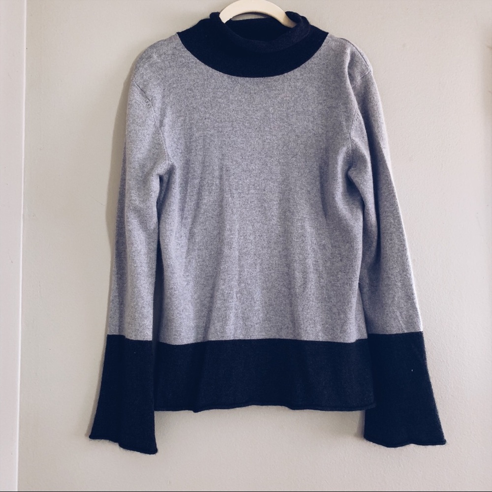 grey & black turtleneck pullover cozy soft sweater